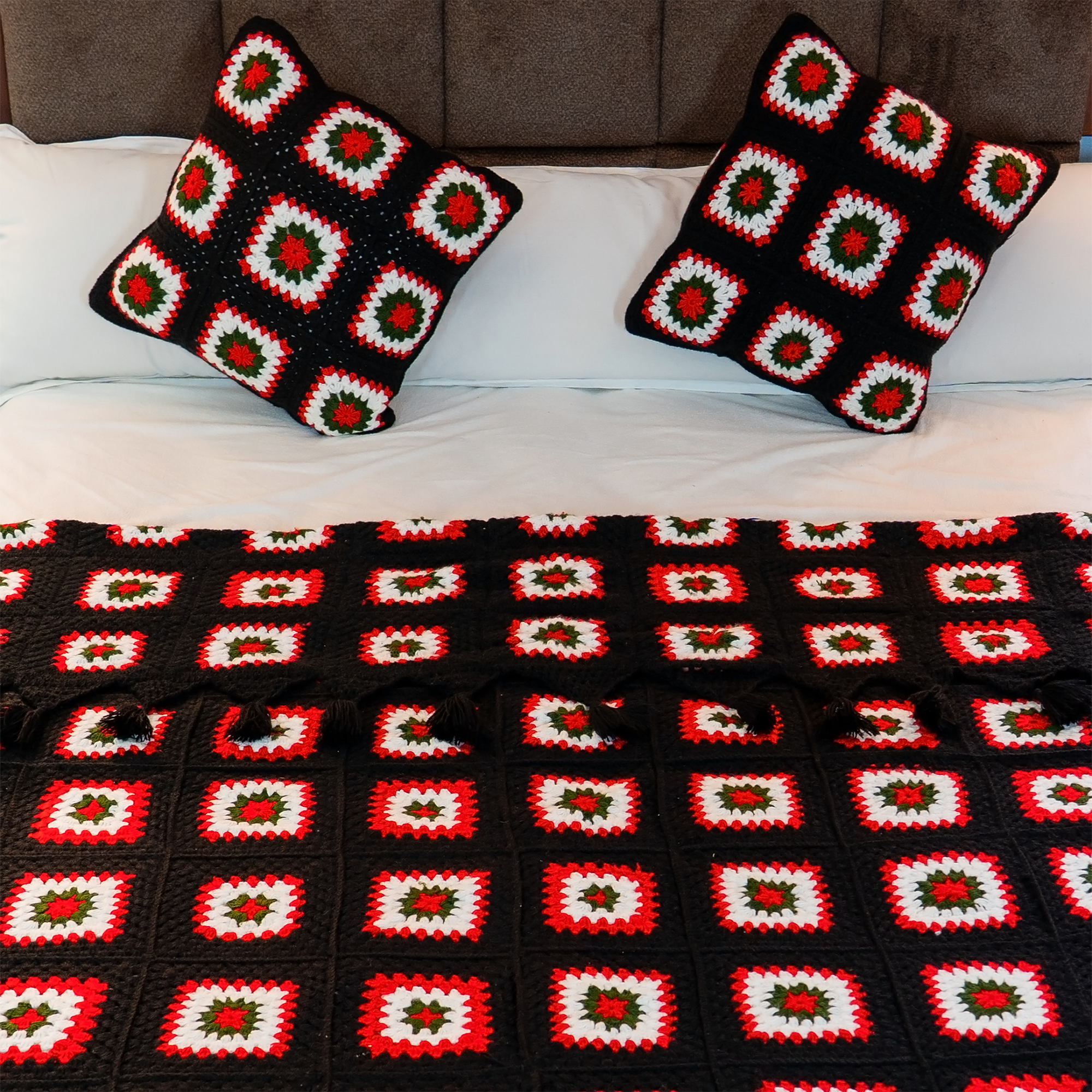 Atlas Rose Crochet Cushion Cover – Handcrafted Wool