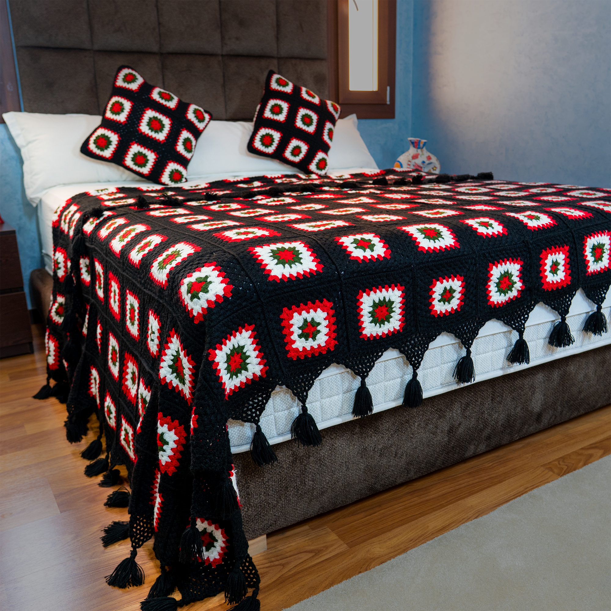 Atlas Rose Crochet Cushion Cover – Handcrafted Wool