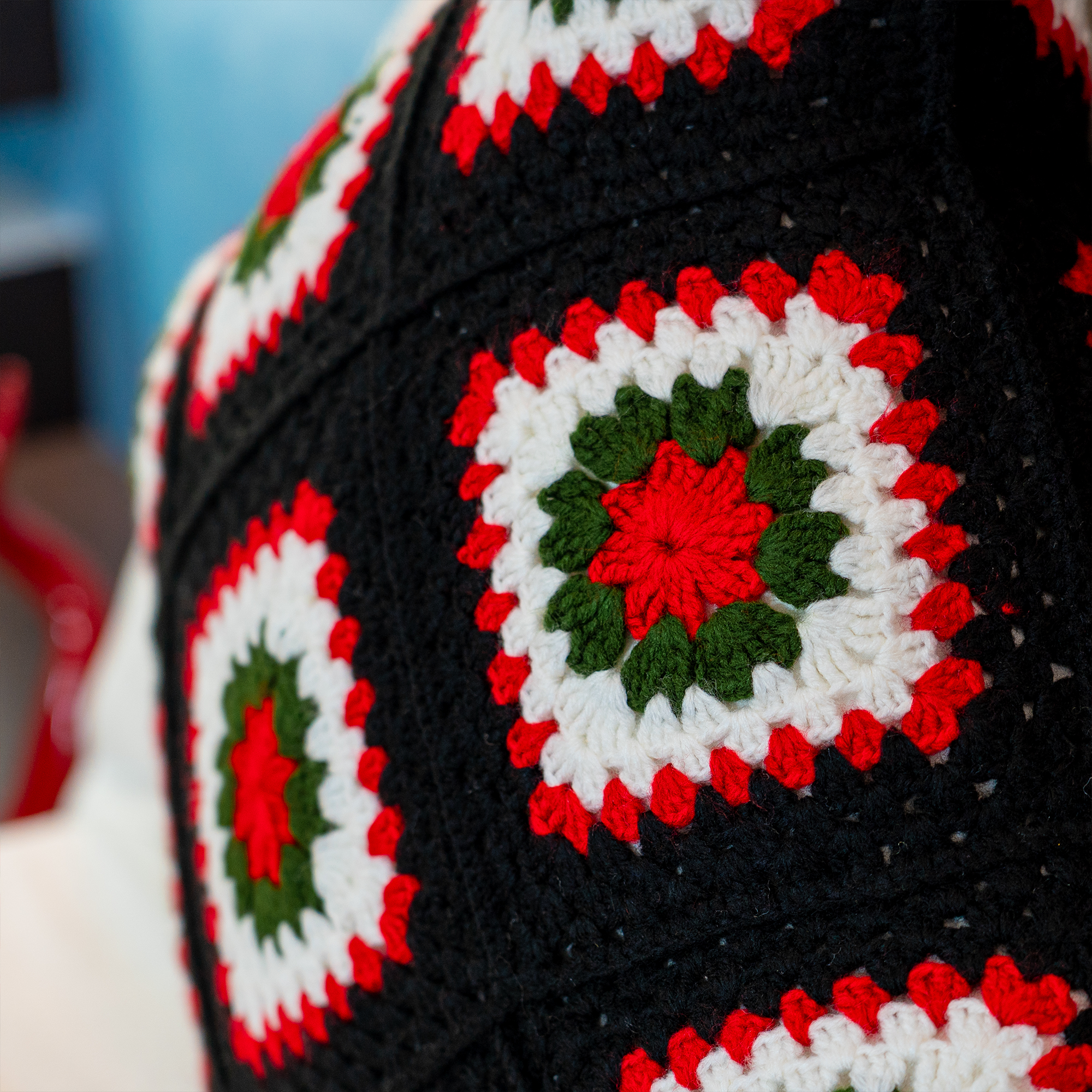 Atlas Rose Crochet Cushion Cover – Handcrafted Wool