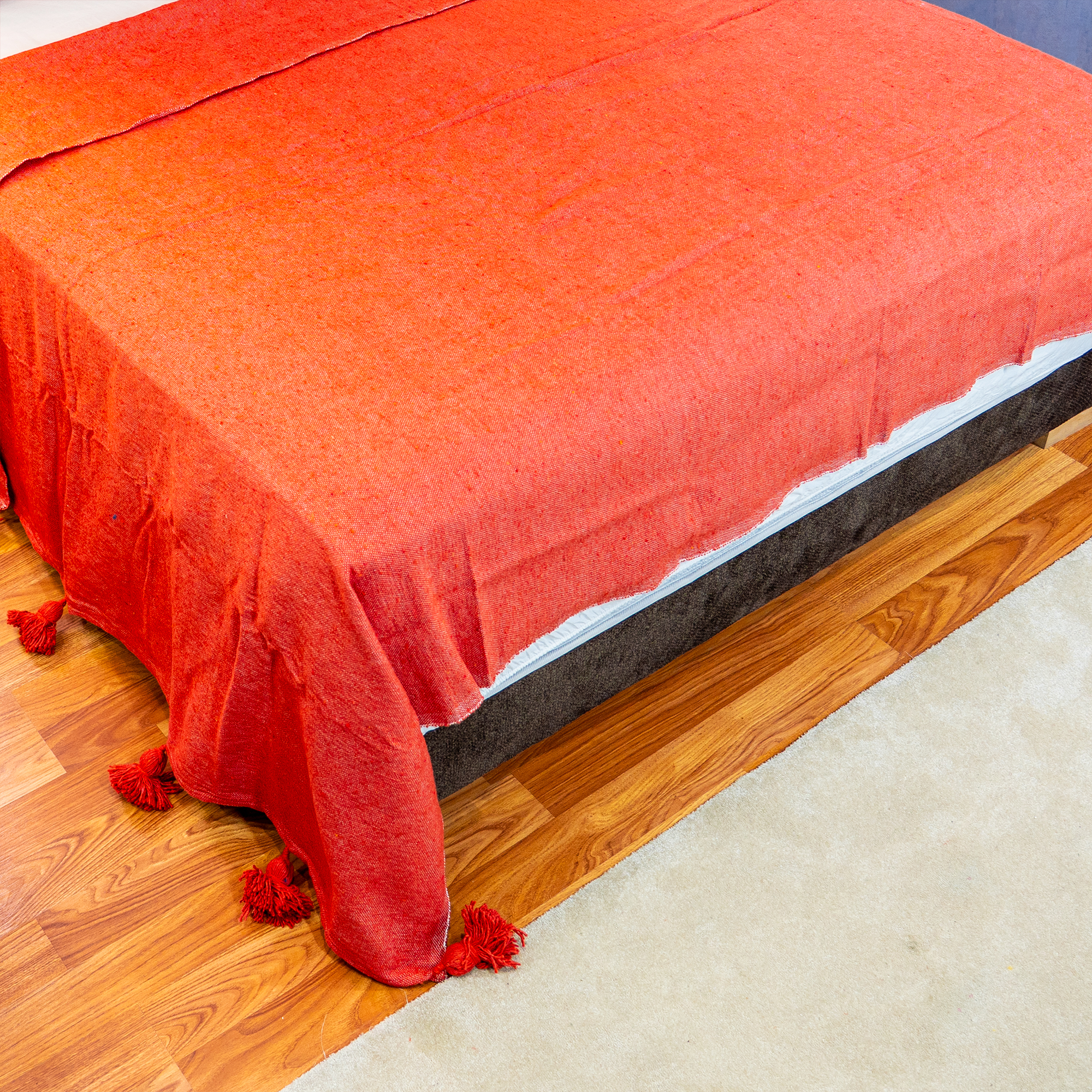 Atlas Tassel Handwoven Bedspread — Terracotta