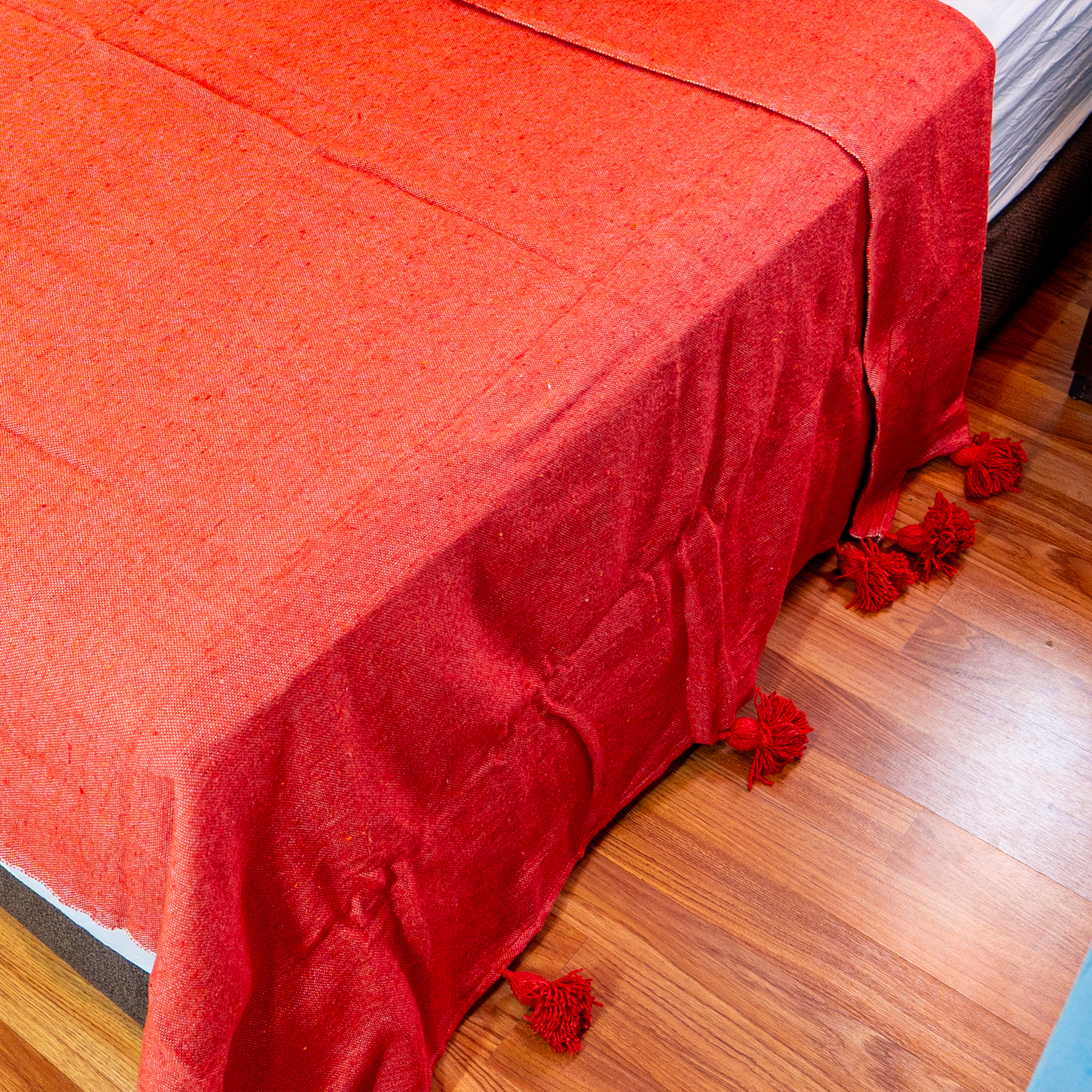 Atlas Tassel Handwoven Bedspread — Terracotta