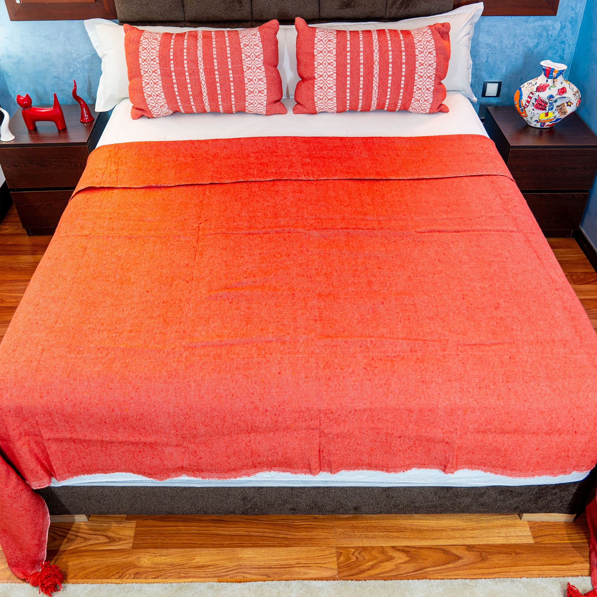 Atlas Tassel Handwoven Bedspread — Terracotta
