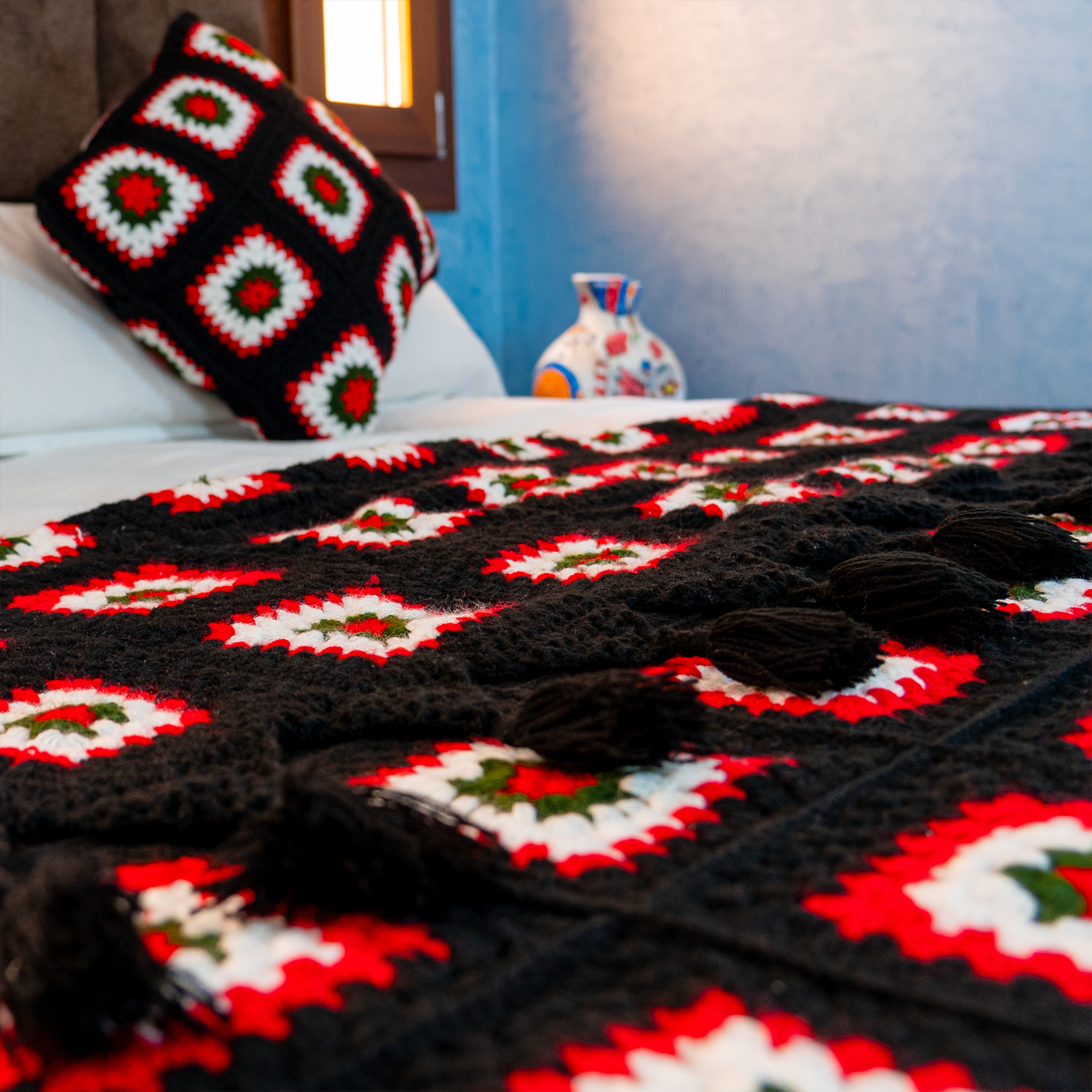 Atlas Rose Crochet Bedspread – Handcrafted Wool