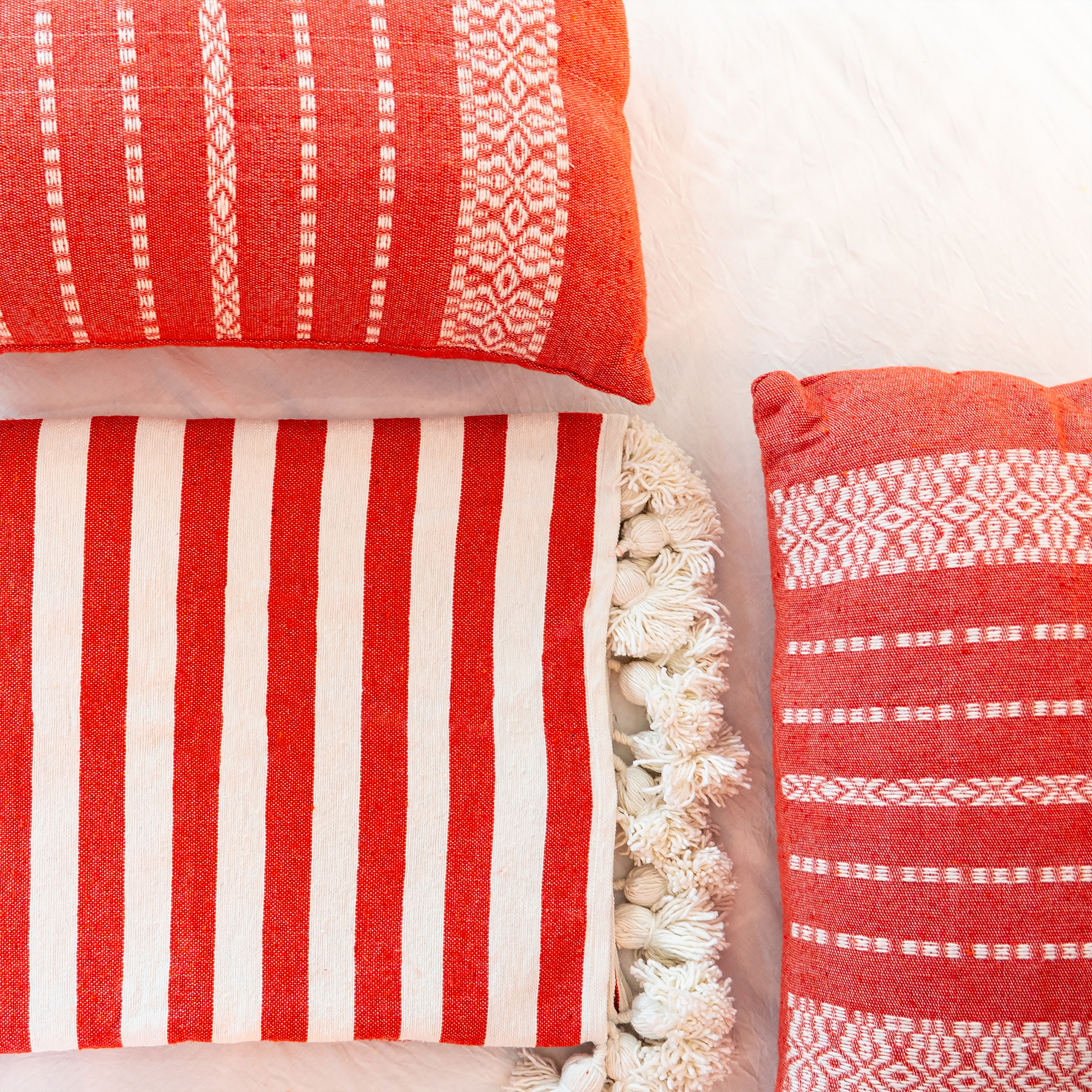 Medina Handwoven Cushion — Terracotta & Ivory