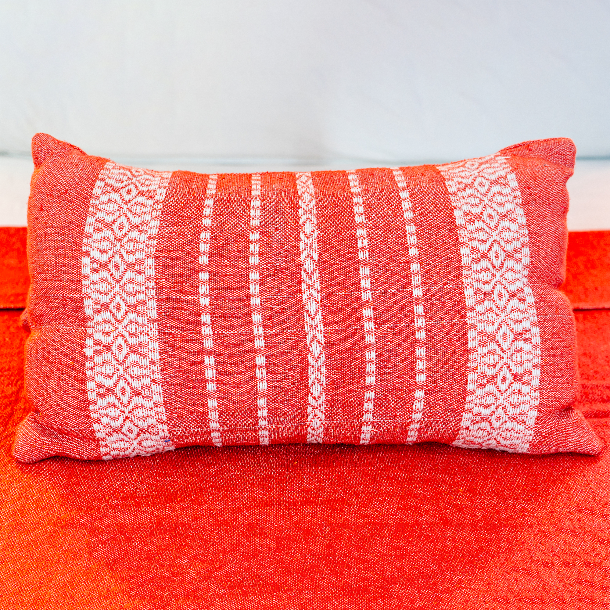 Medina Handwoven Cushion — Terracotta & Ivory