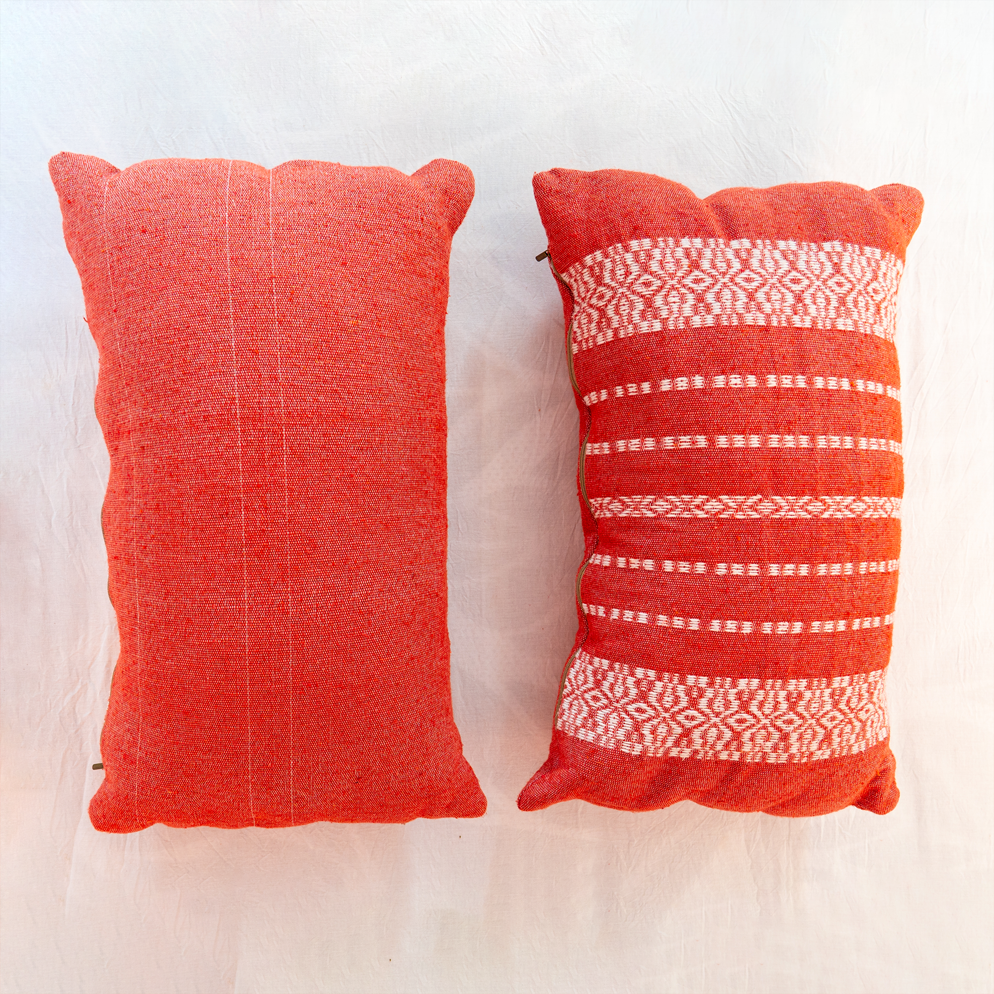 Medina Handwoven Cushion — Terracotta & Ivory
