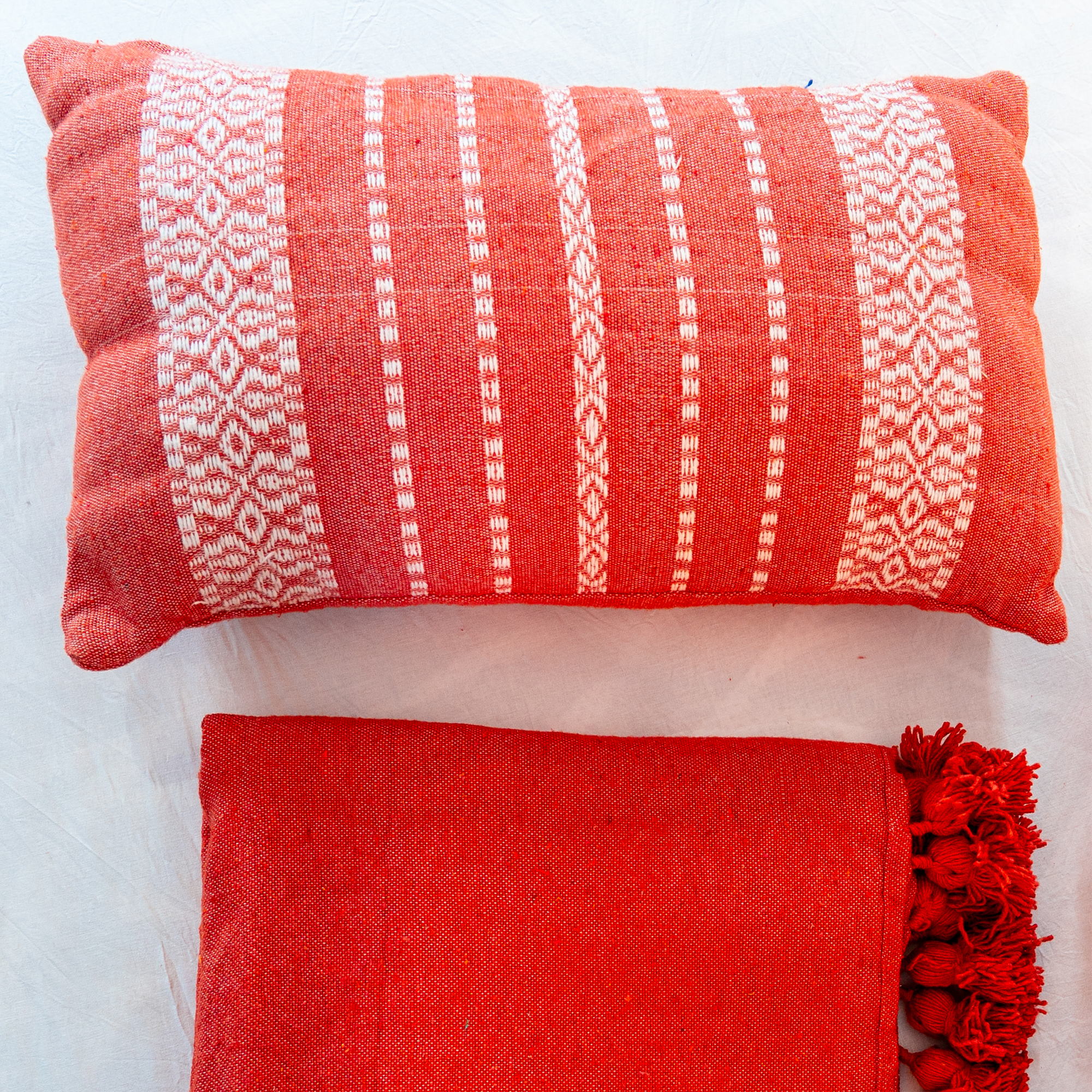 Medina Handwoven Cushion — Terracotta & Ivory