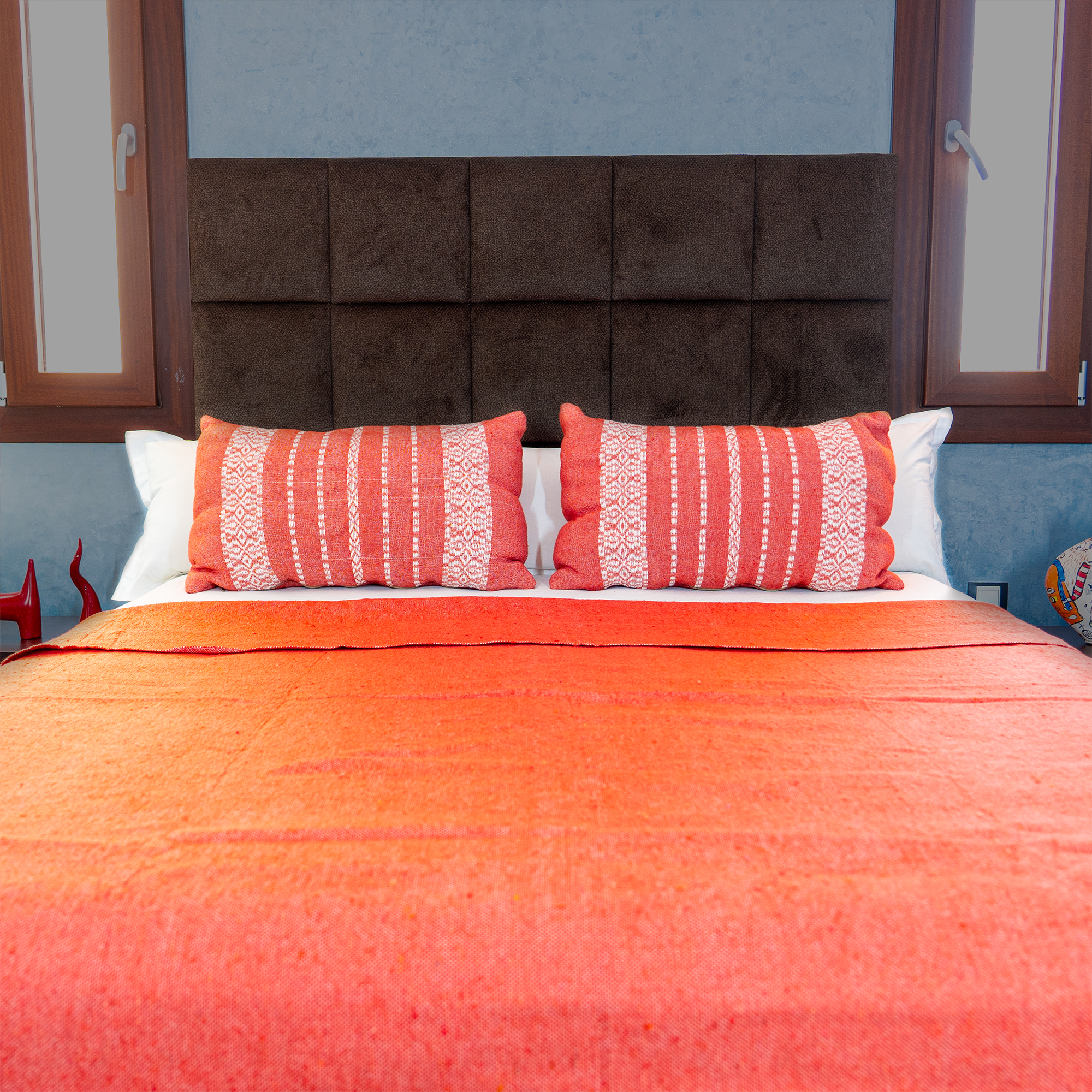 Medina Handwoven Cushion — Terracotta & Ivory