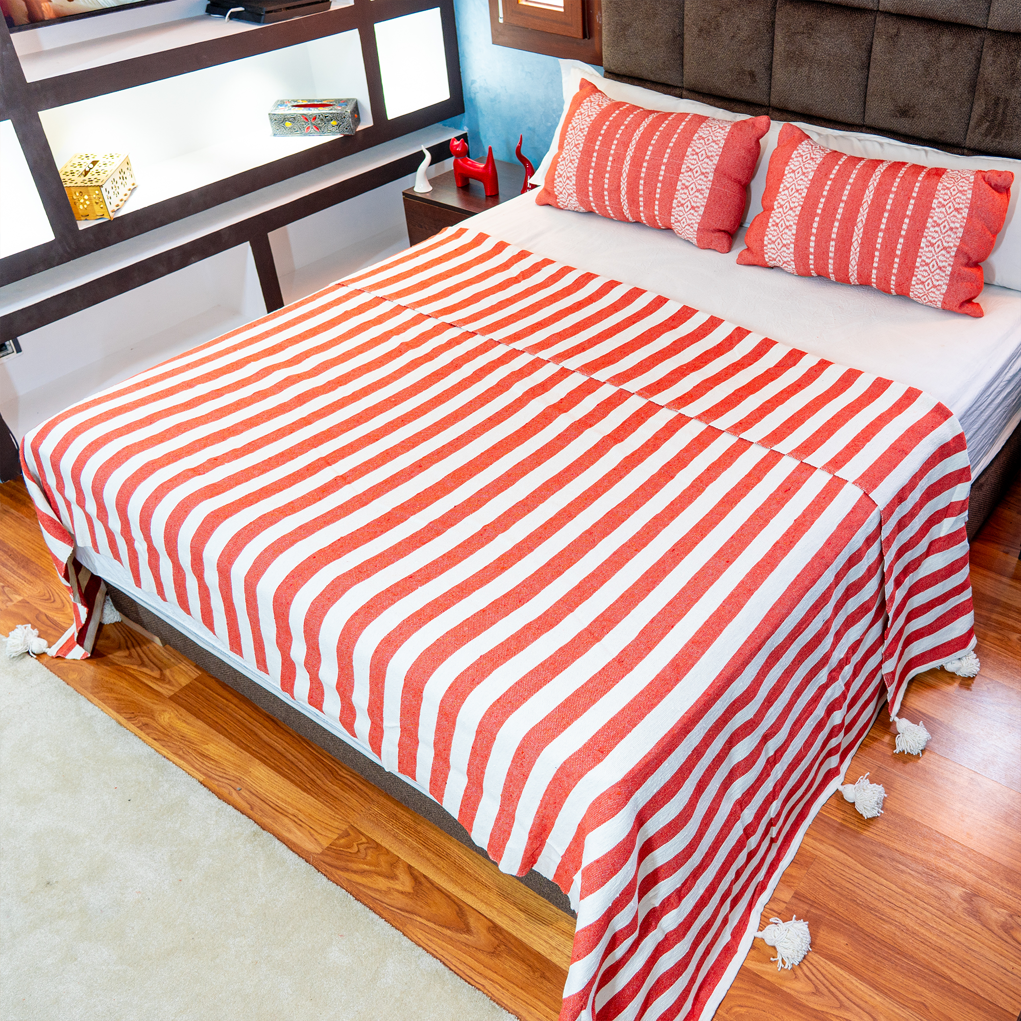 Medina Handwoven Stripe Bedspread with Tassels