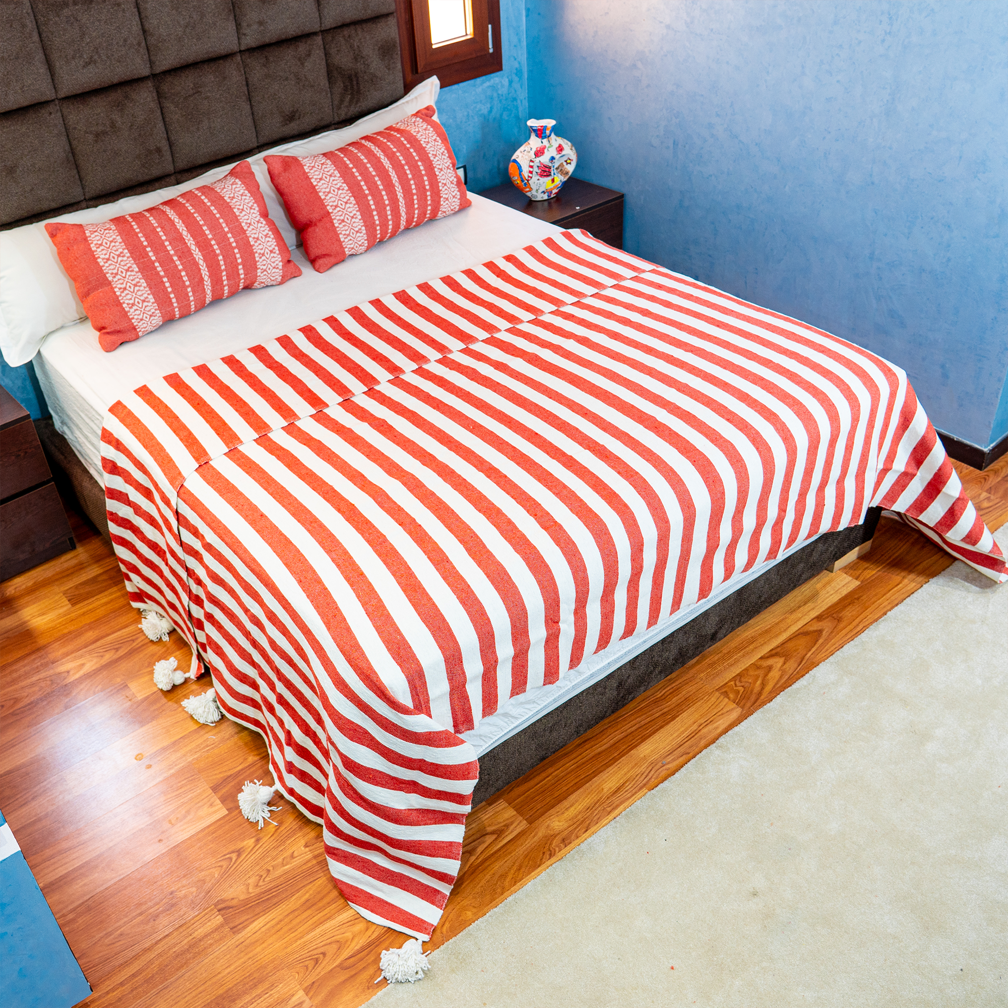 Medina Handwoven Stripe Bedspread with Tassels
