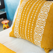Striped Handwoven Cushion — Mustard & Ivory