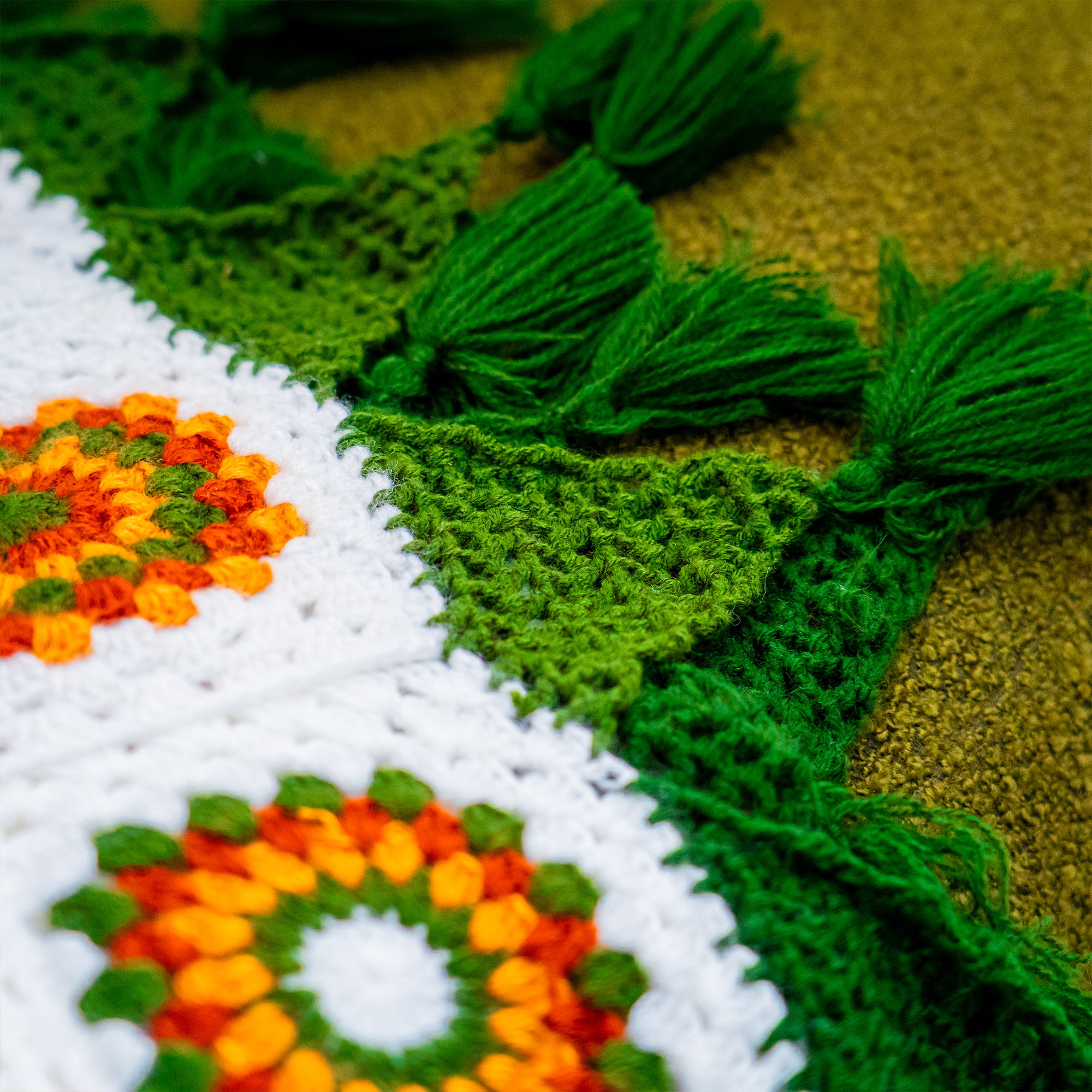 Sunflower Crochet Tassel Bedspread – Handcrafted Wool