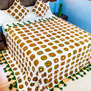 Sunflower Crochet Tassel Bedspread – Handcrafted Wool