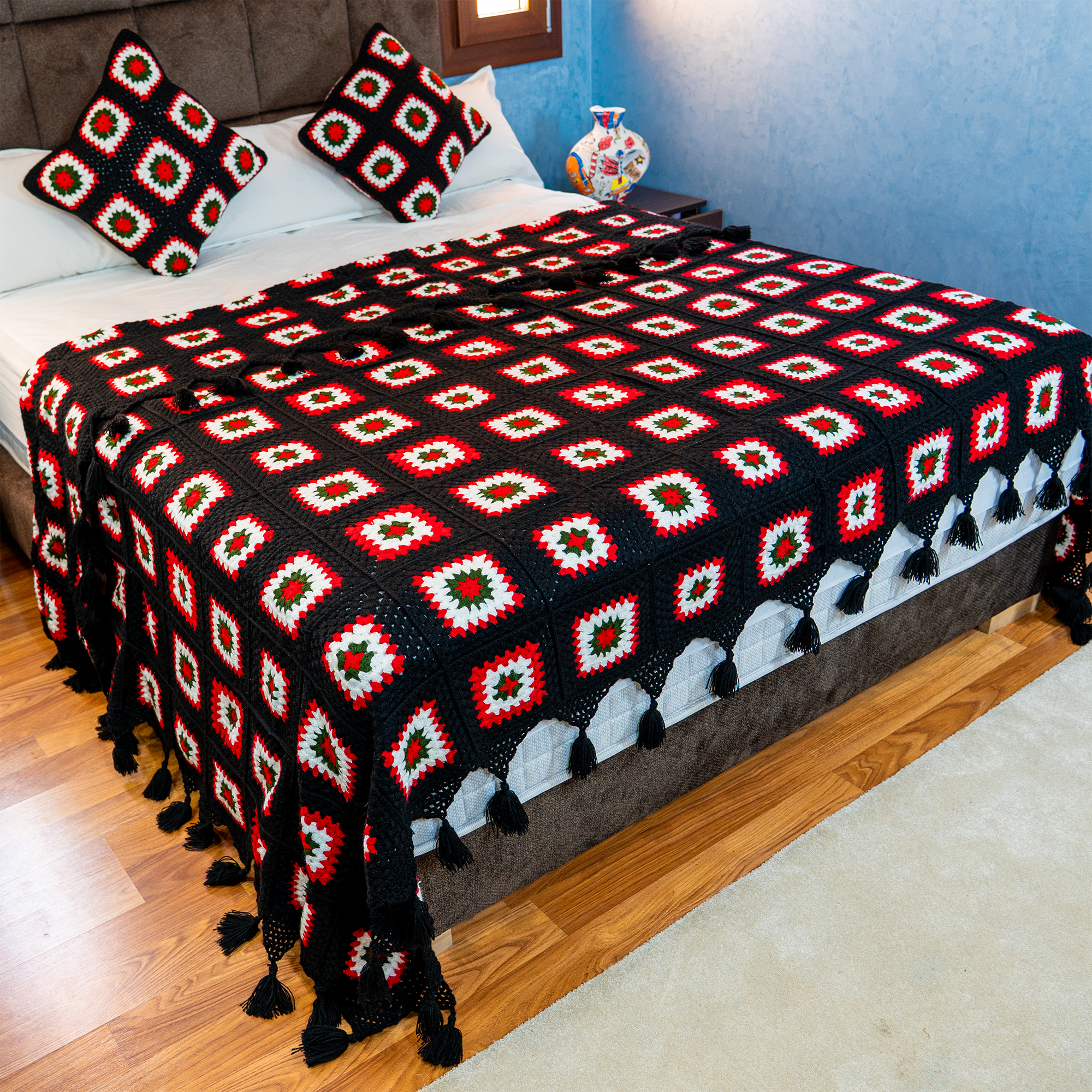 Atlas Rose Crochet Bedspread – Handcrafted Wool