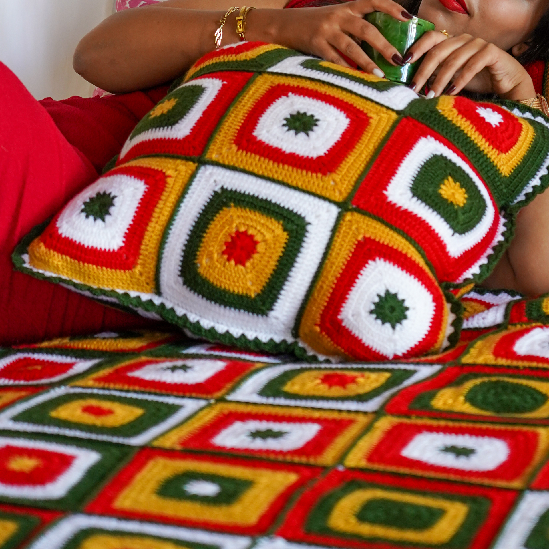 Christmas Square Crochet Cushion Cover