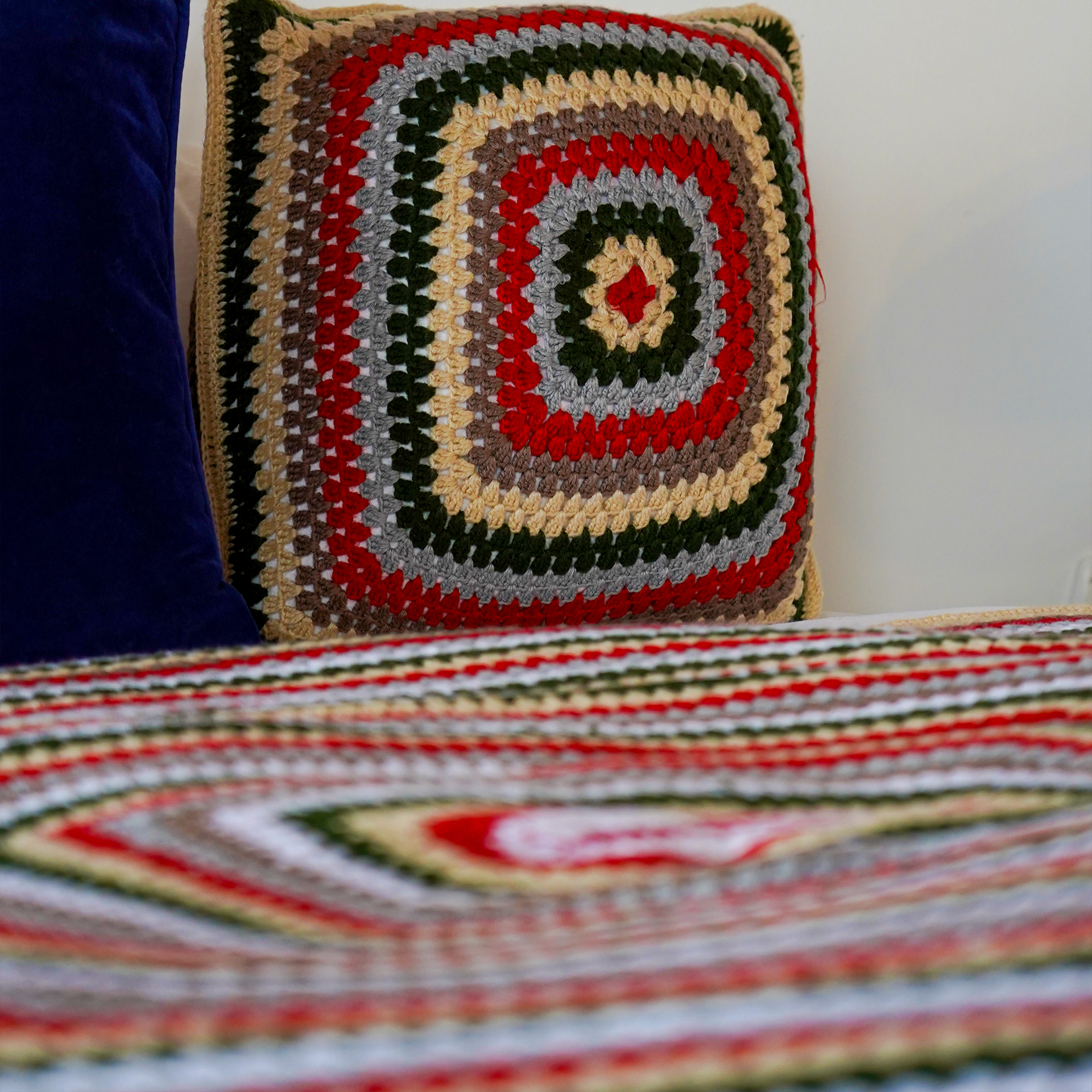 Christmas Stripe Crochet Cushion Cover