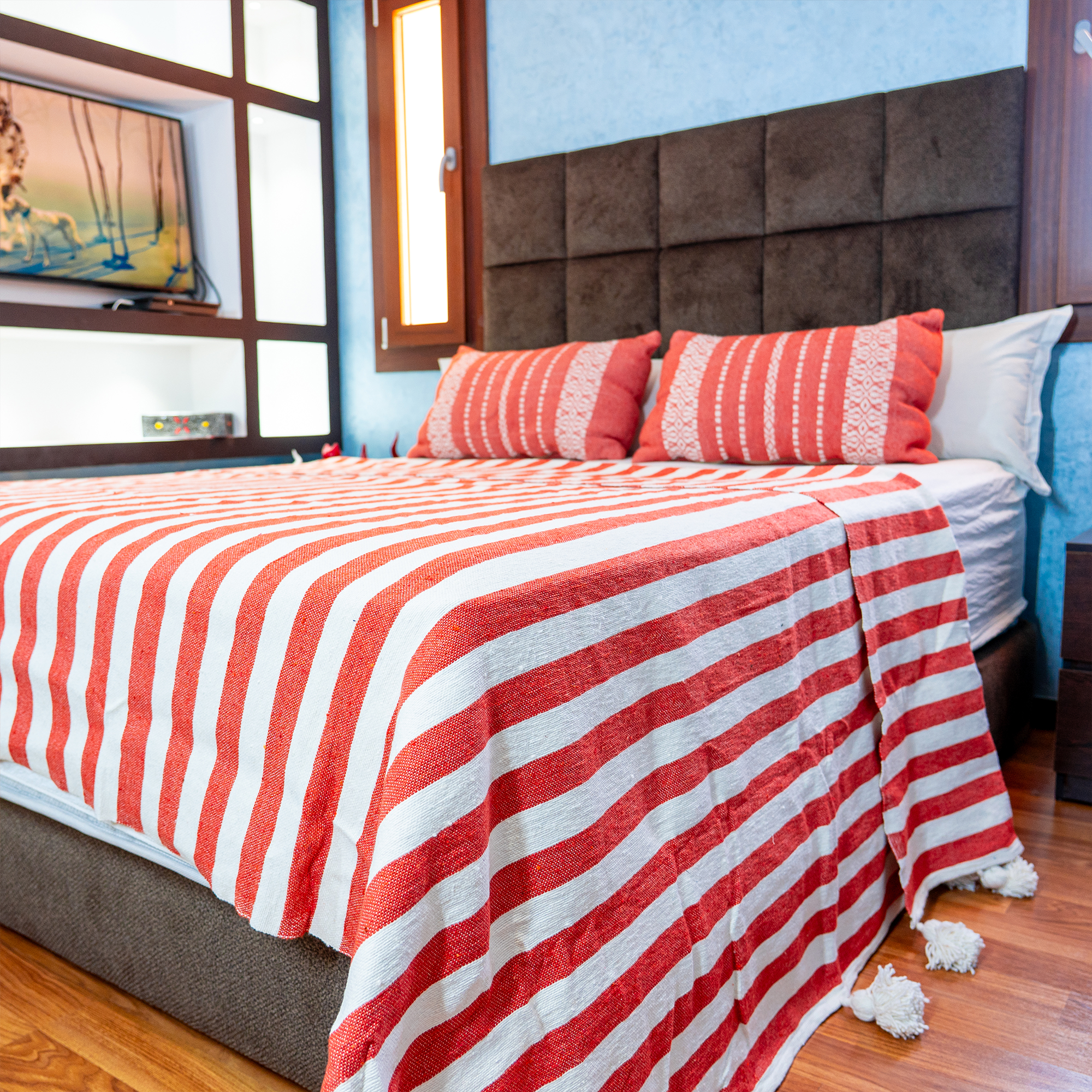 Medina Handwoven Stripe Bedspread with Tassels