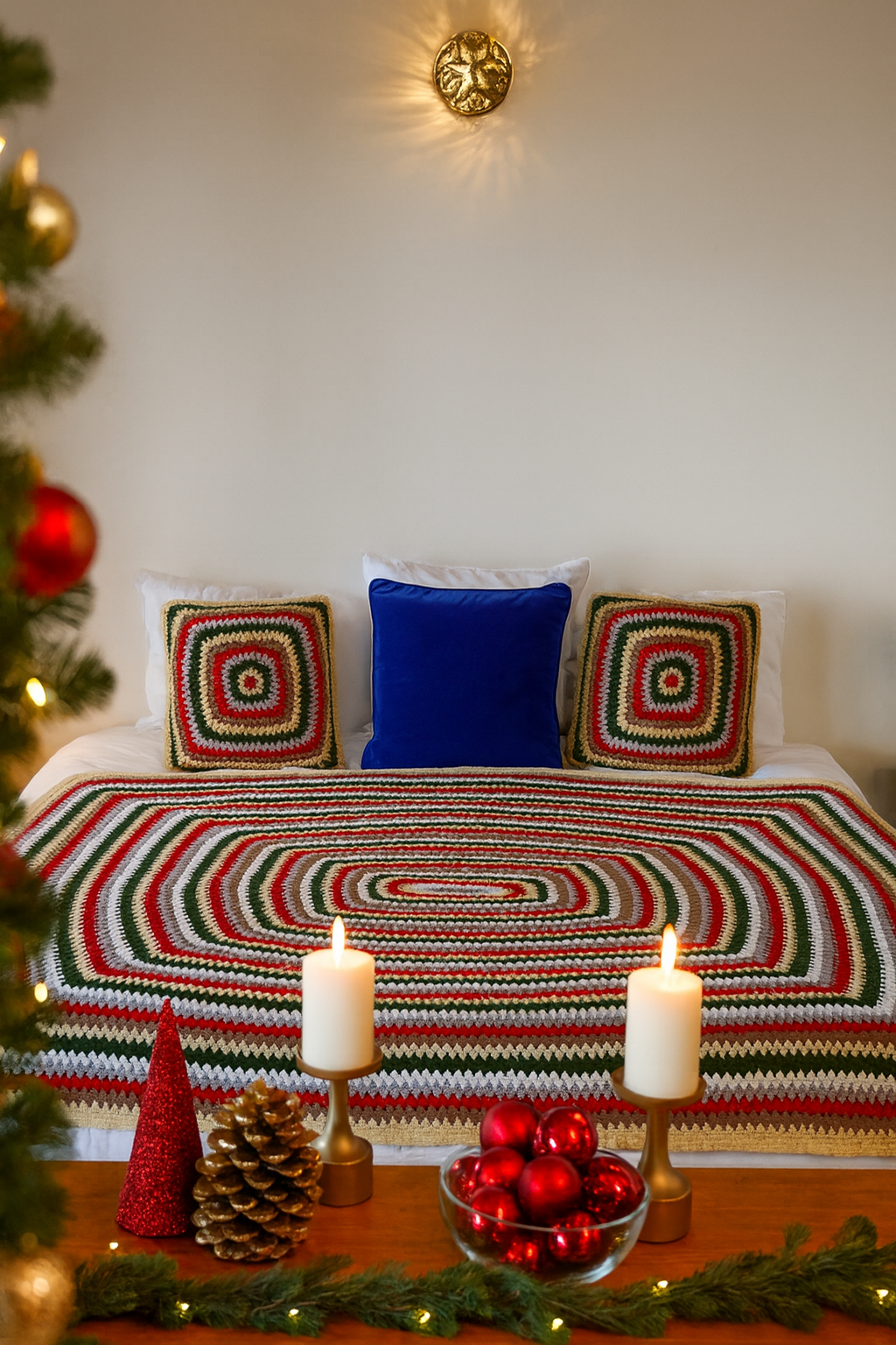 Christmas Stripe Crochet Blanket
