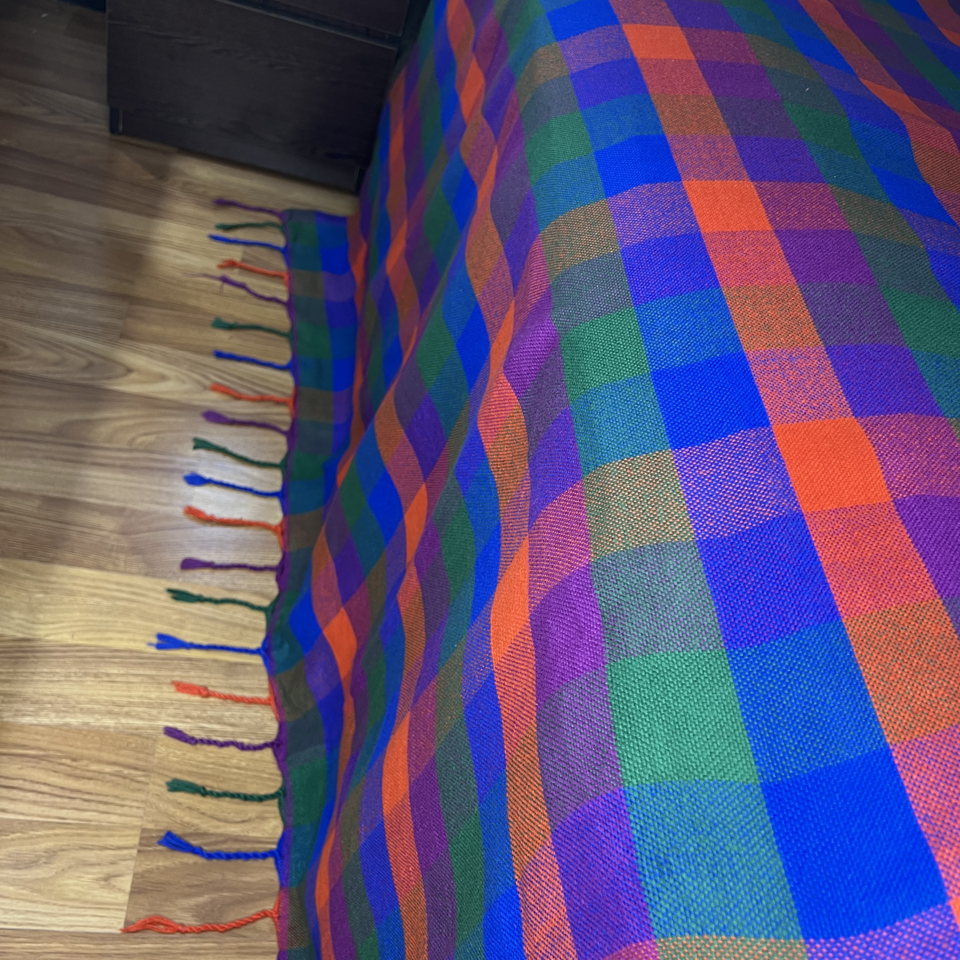 Ian Blanket — Multicolor Plaid Cotton with Tassels