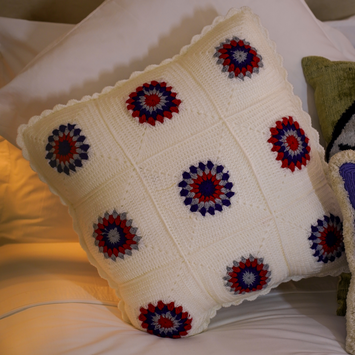Snow Crochet Cushion Cover