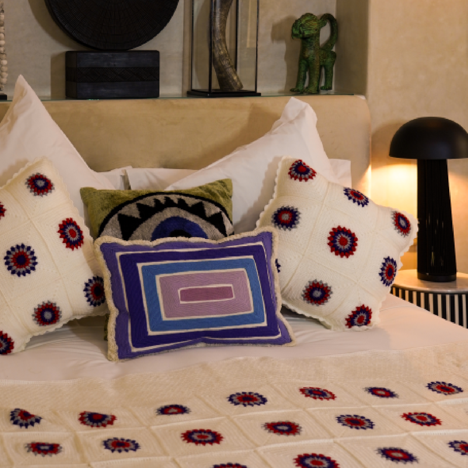 Snow Crochet Cushion Cover