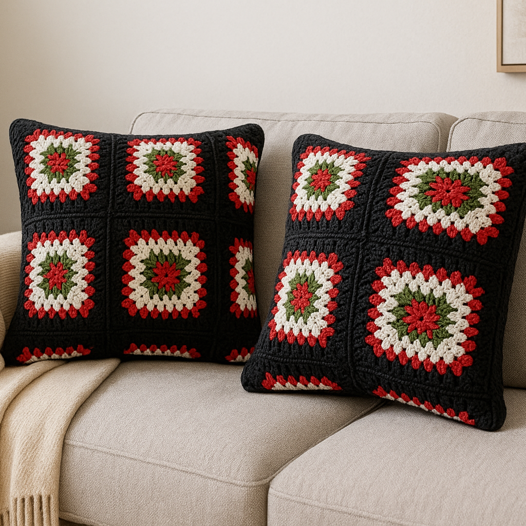 Atlas Rose Crochet Cushion Cover – Handcrafted Wool